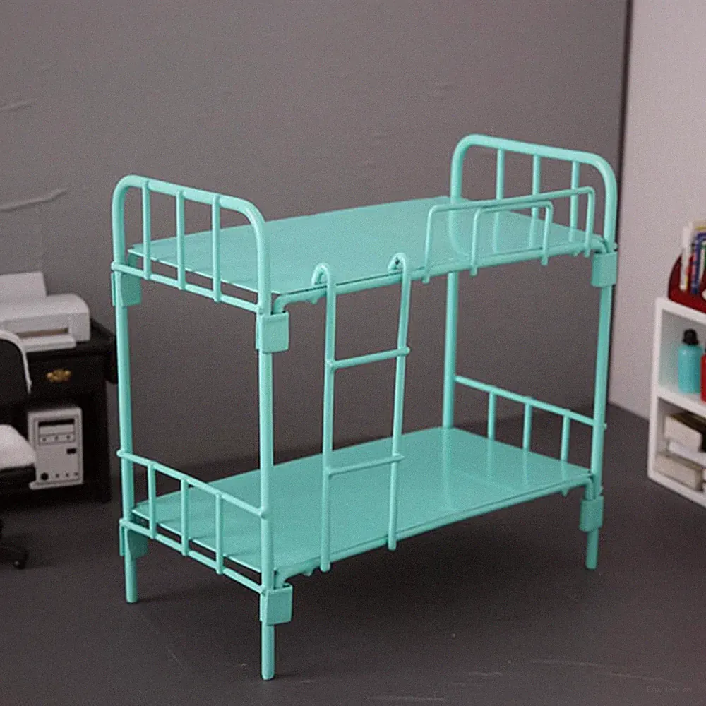 1:12 Puppenhaus Etagenbett mit Leiter Miniatur Basteln 15,2x8x15cm Retro Realistisch