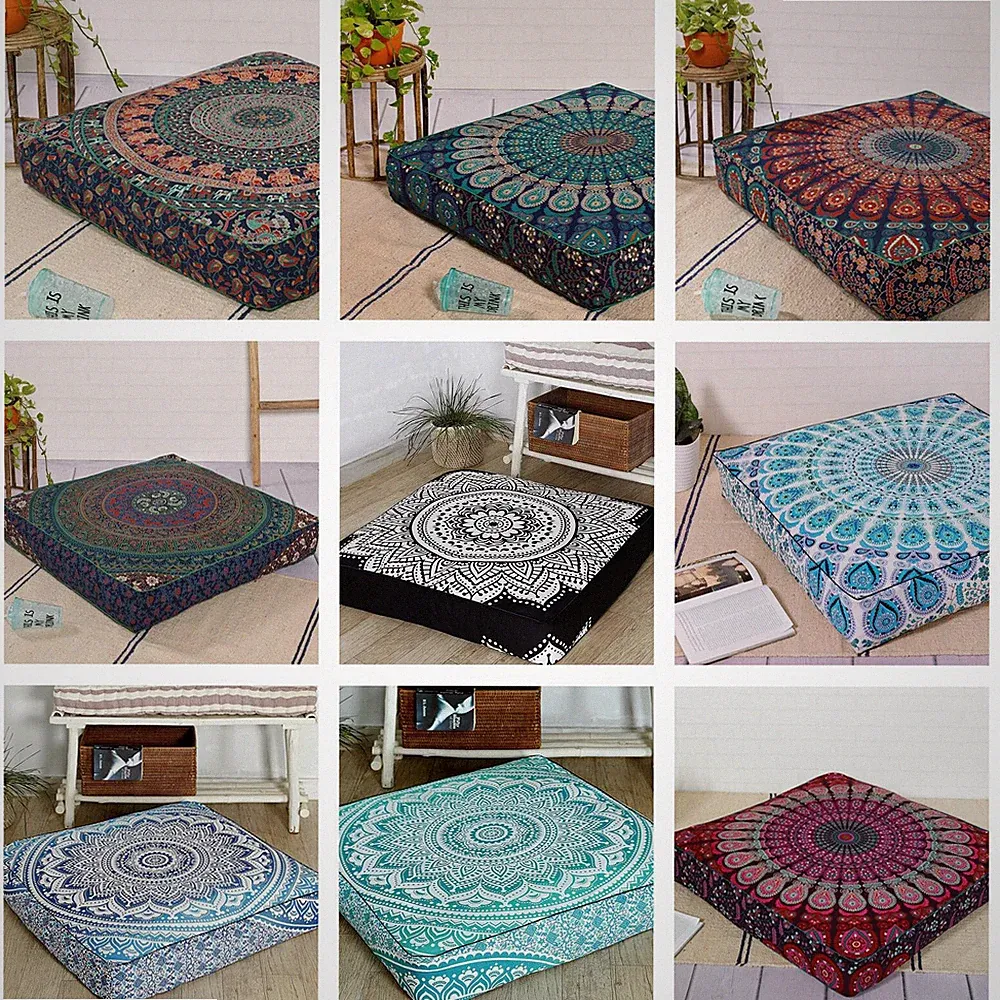 10 Stück Großhandel Menge Boden Kissen Outdoor Tagesbett Indischer Ottoman Po...