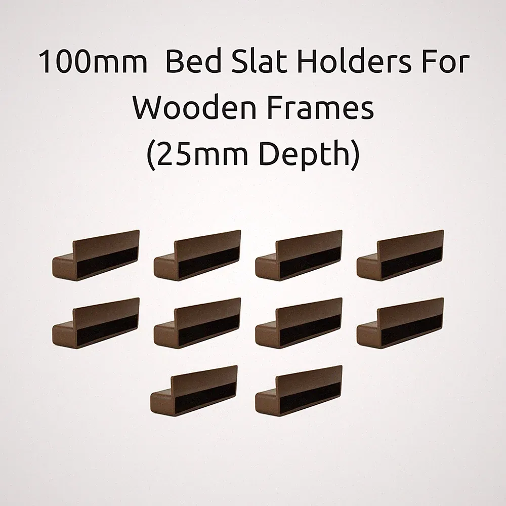 100 mm x 12 mm x 25 mm Tiefe Einzelbett Lattenhalter / Kappen Holz Bettgestelle braun