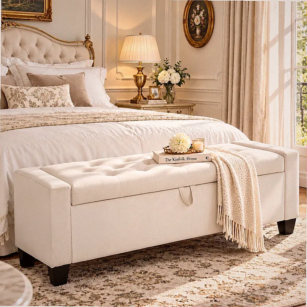 122cm Samt Sitzbank mit Stauraum Aufbewahrungsbox Bettbank Sofa Bench