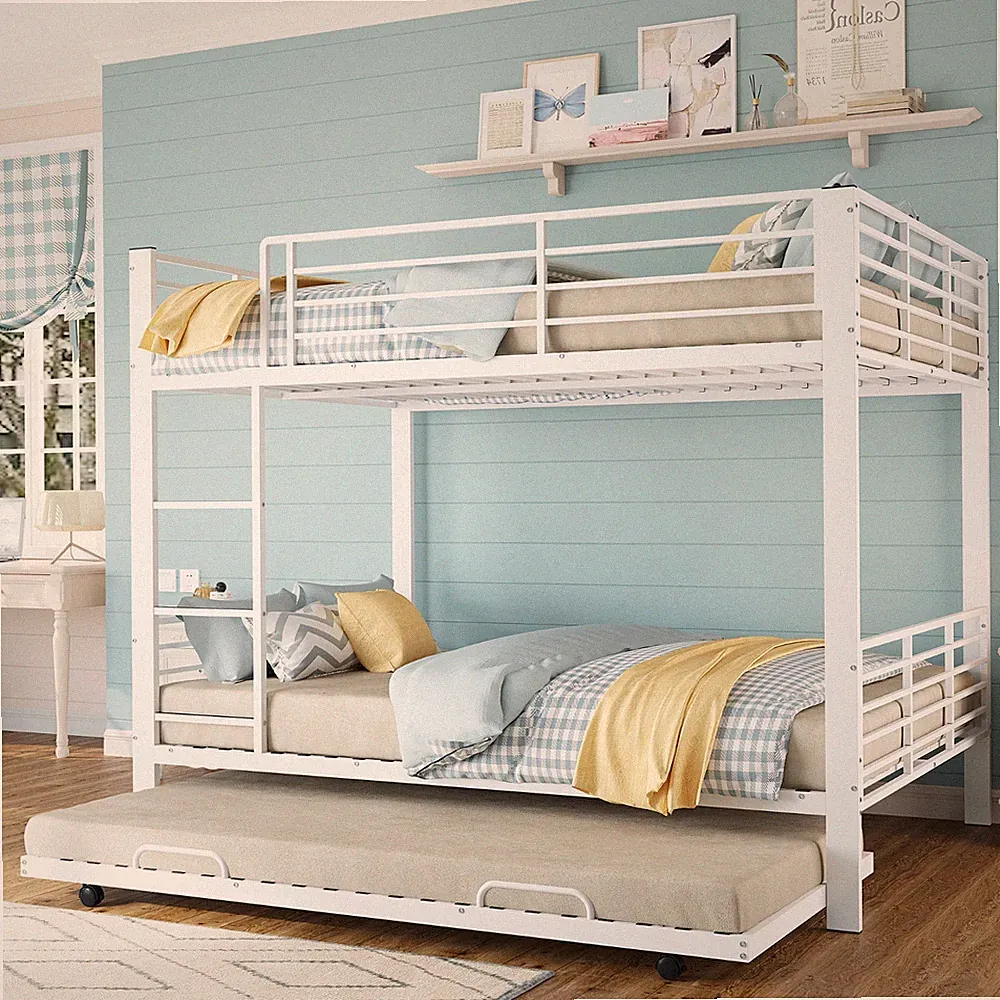 140*200 Metall Etagenbett Hochbett Kinderbett für 3 Personen Dreibett-Stockbett