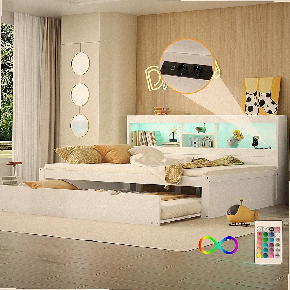 140*200cm,Schlafsofa, Daybett, Tagesbett Steckdose + USB,Bettseitiges Staufach