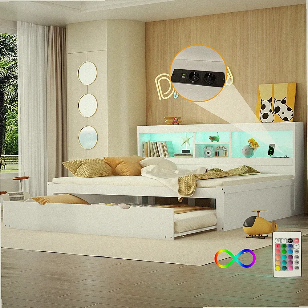 140*200cm,Schlafsofa, Daybett, Tagesbett Steckdose + USB,Bettseitiges Staufach