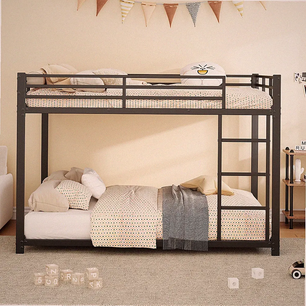 140x200 Kinderbett Etagenbett Eisen klassisch Schwarz
