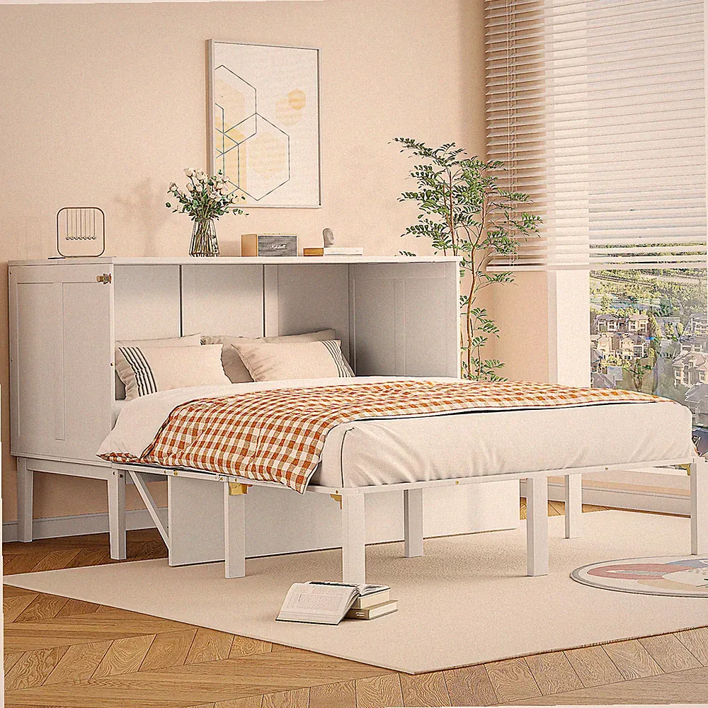 140x200 Schrankbett Wandklappbett Wandbett Kinder Jugendbett mit Lattenrost Weiß