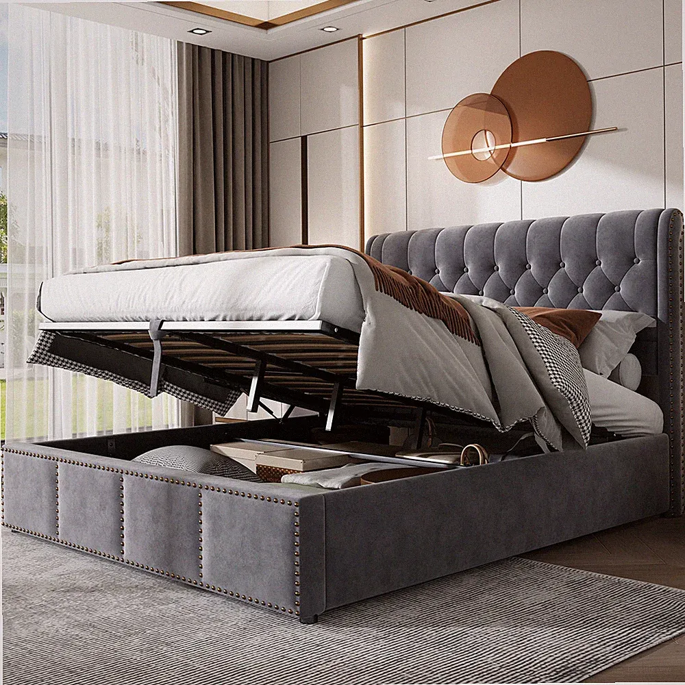 140x200cm 160x200cm 180x200cm Polsterbett Doppelbett mit Bettgestelle,Lattenrost