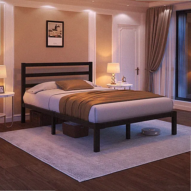 160Bett mit starkem Metall, Stauraum unter dem Bett, kein Boxspring erforderlich