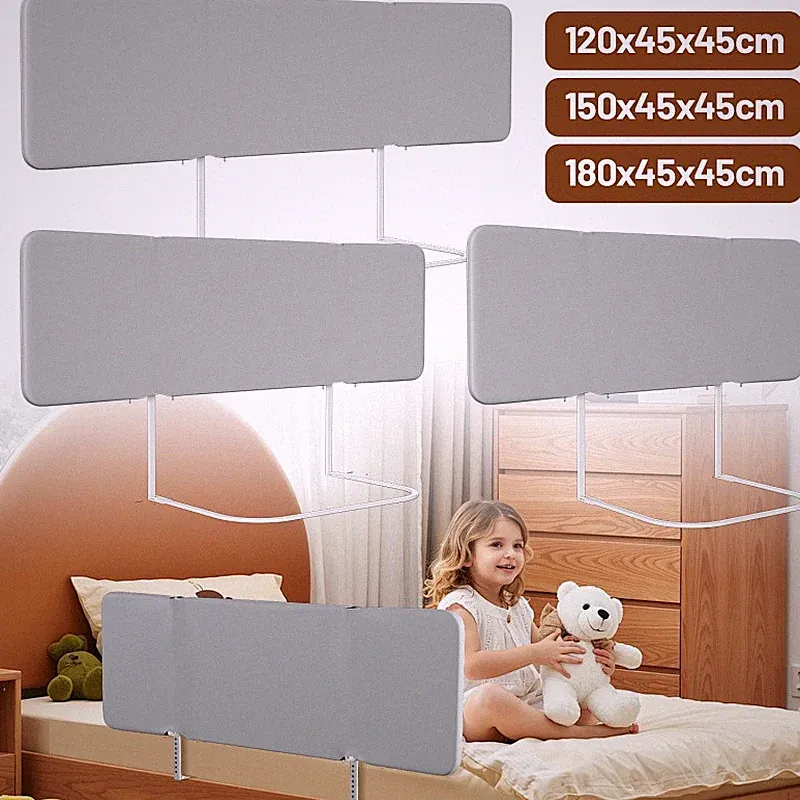 1x/2x Bettgitter Bettschutzgitter 120/150/180cm Rausfallschutz Kinderbett Grau