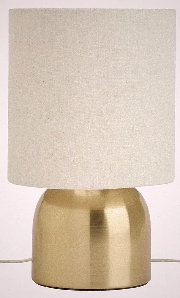 1x natürlicher Stoffschirm Gold Messing Metallfuß TOUCH LAMPE Bett BEISTELL Tisch LEUCHTE UK