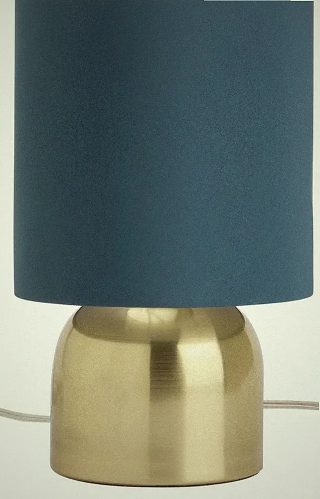 1x Neu Marineblau Schirm Gold Messing Metallfuß TOUCH LAMPE Bett BEISTELL Tisch LEUCHTE 😍