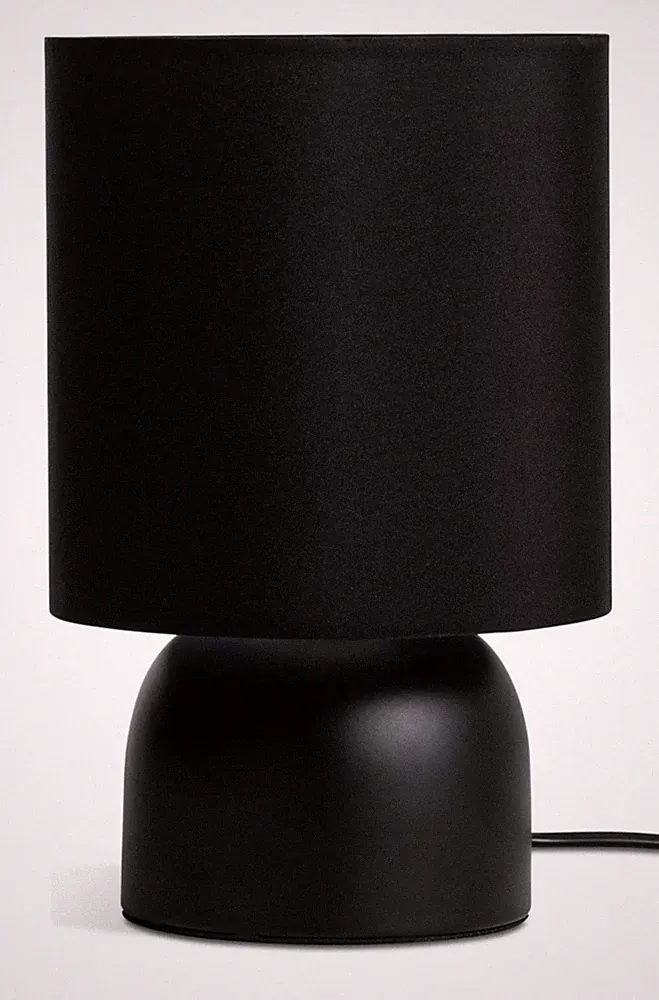 1x Schwarz Stoffschirm Stahl Metallfuß TOUCH LAMPE Bett BEISTELL Tisch New Home Leuchte