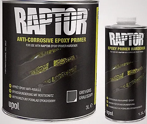 1x Upol Raptor 2:1 Korrosionsschutz Epoxid Grundierung 4,5L Set Betteinlage Schutz