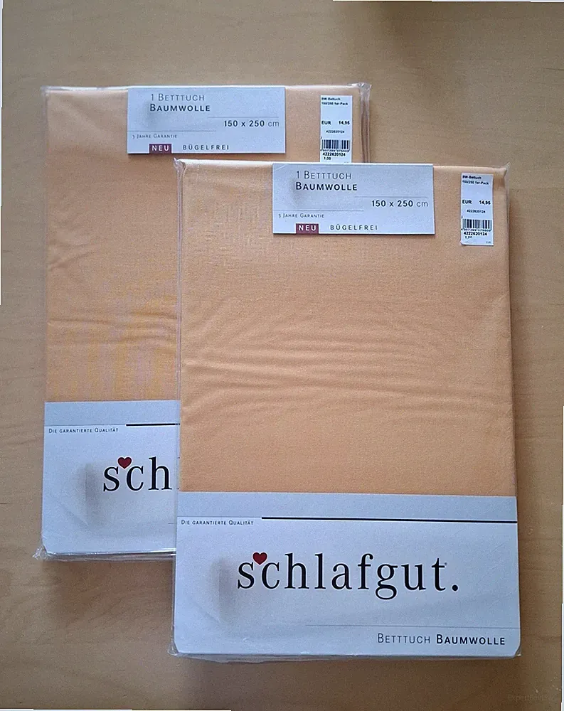 2 alte Betttücher, reine Baumwolle, orange, neu in OVP