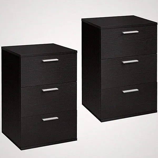 2 St??ck Nachtschrank Nachttisch mit 3 Schubladen Boxspringbett Nachtkommode