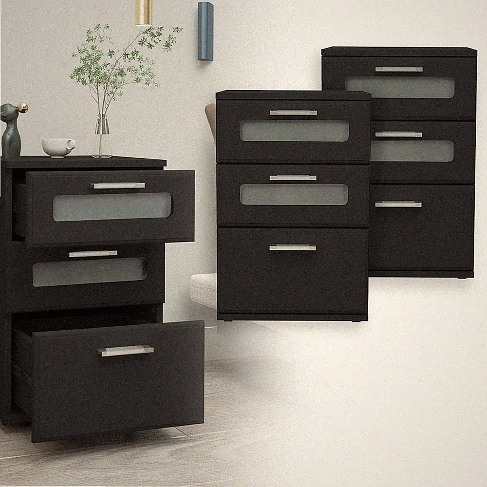 2 Stück Nachttisch Nachtschrank Beistelltisch Boxspringbett Kommode 3 Schubladen