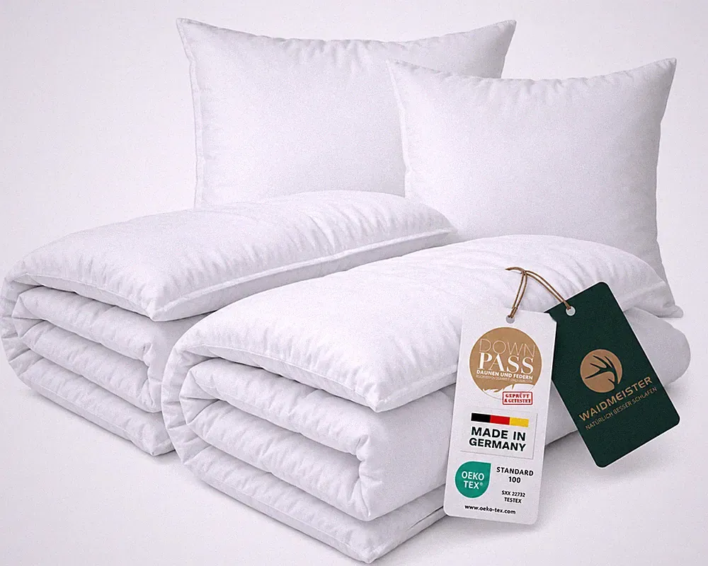2 x Feder-/Daunenbettdecke + 2 x Kopfkissen, Bettenset Comfort 4-Teilig