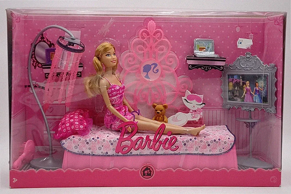 2008 Glam Dream Bedroom Barbie Set mit Puppe & Bett / Bed / Mattel N4894, NrfB