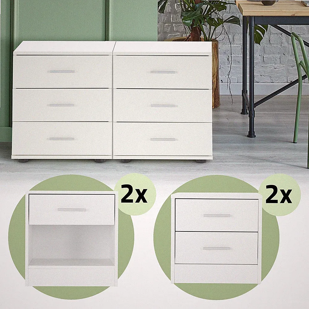 2er Set Nachttisch Kommode mit Schublade Boxspringbett Nachtschrank Konsole