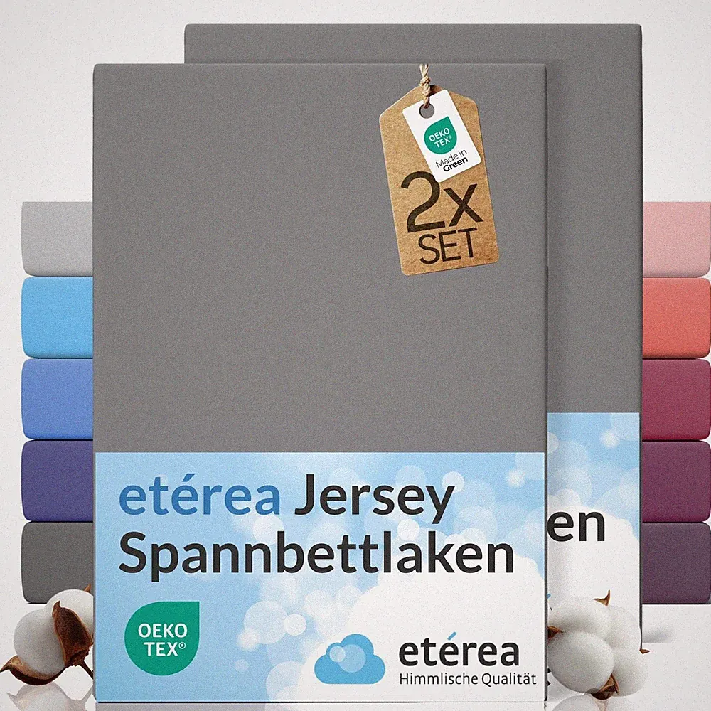 2er Set Spannbettlaken Jersey Spannbetttuch Bettlaken 100% Baumwolle +40 Farben