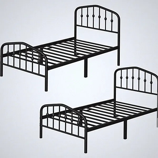 2er Set Vintage Einzelbett Stabiles Metallbett Bettrahmen Bettgestell