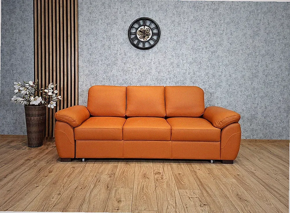 3 er Cognac Echtleder Sofa Oxford 100% Naturleder Leder Couch mit Schlaffunktion