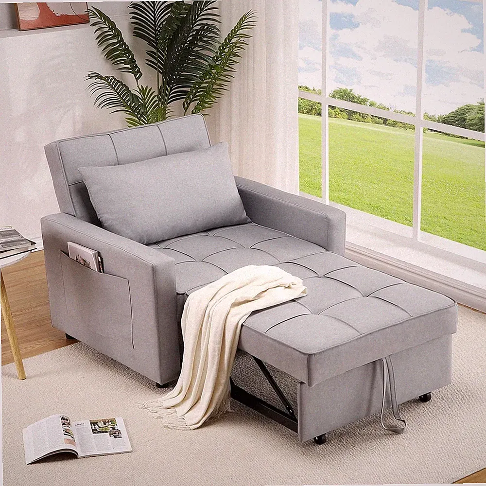 3-in-1 Schlafsofa Schlafsessel Gästebett Klappsofa Leinenstoff