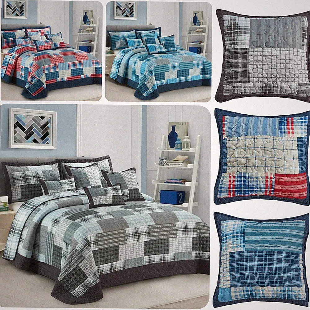 3 Stück Patchwork Tagesdecke Gesteppt Überwurf Double & King Size Bedruckt Bettwäsche Set