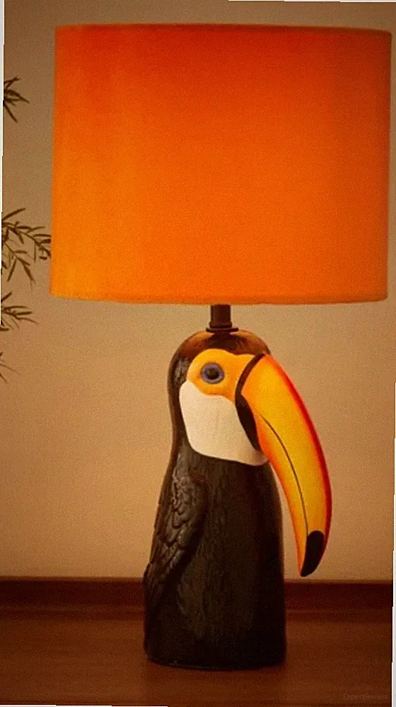 39cm Tukan Form Orange Samt Bett BEISTELL Tischlampe SCHLAFZIMMER Leuchte Wohndeko 😍