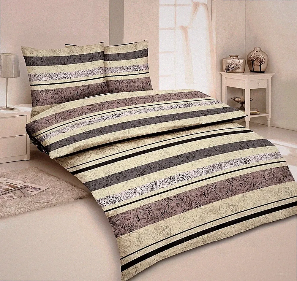 3tlg Winter Bettwäsche Garnitur Fleece Mikrofaser Ornamente Vanillie 200x200 NEU