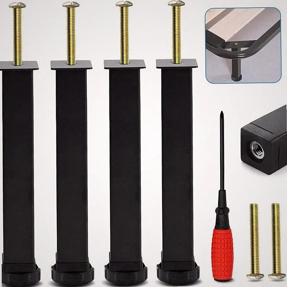 4 Bettfüße Möbel Metall 30 cm verstellbar zum Anschrauben Boxspringbett Unive...