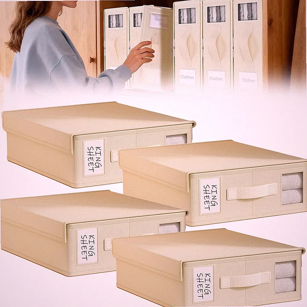 4 Stück Unterbettkommode,Aufbewahrungsbox mit Deckel，15L Faltbare Unterbett