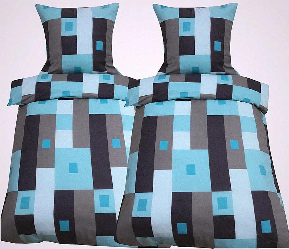 4 tlg Thermofleece Bettwäsche 135 x 200 cm türkis grau anthrazit Winter Set
