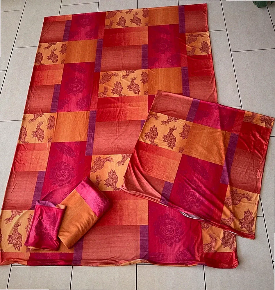 4teilige Bettwäsche 135x200 Mikrofaser Jersey orange rot Herbst orientalisch