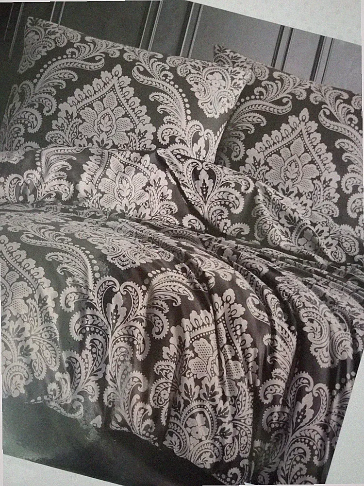 4tlg Barock Bettwäsche Ornamente Grau Versace Look Bettbezug Rokoko