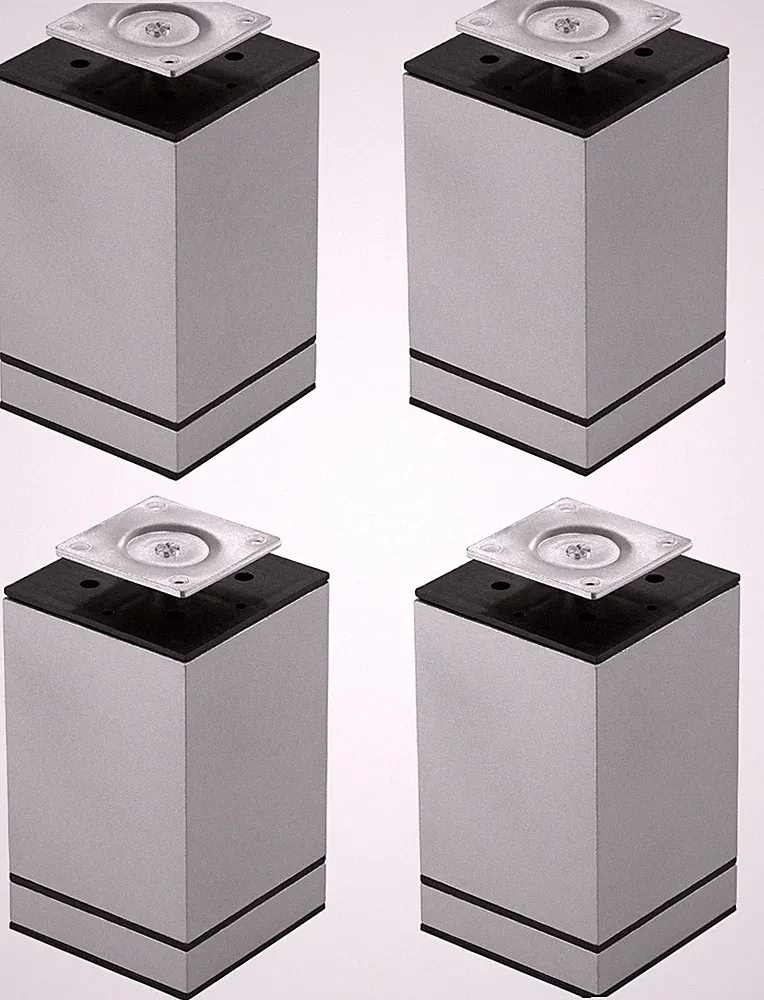 4x Möbelfuß Möbelfüße 58 - 150 mm eckig Aluminium Tischbeine Füße Schrank Beine