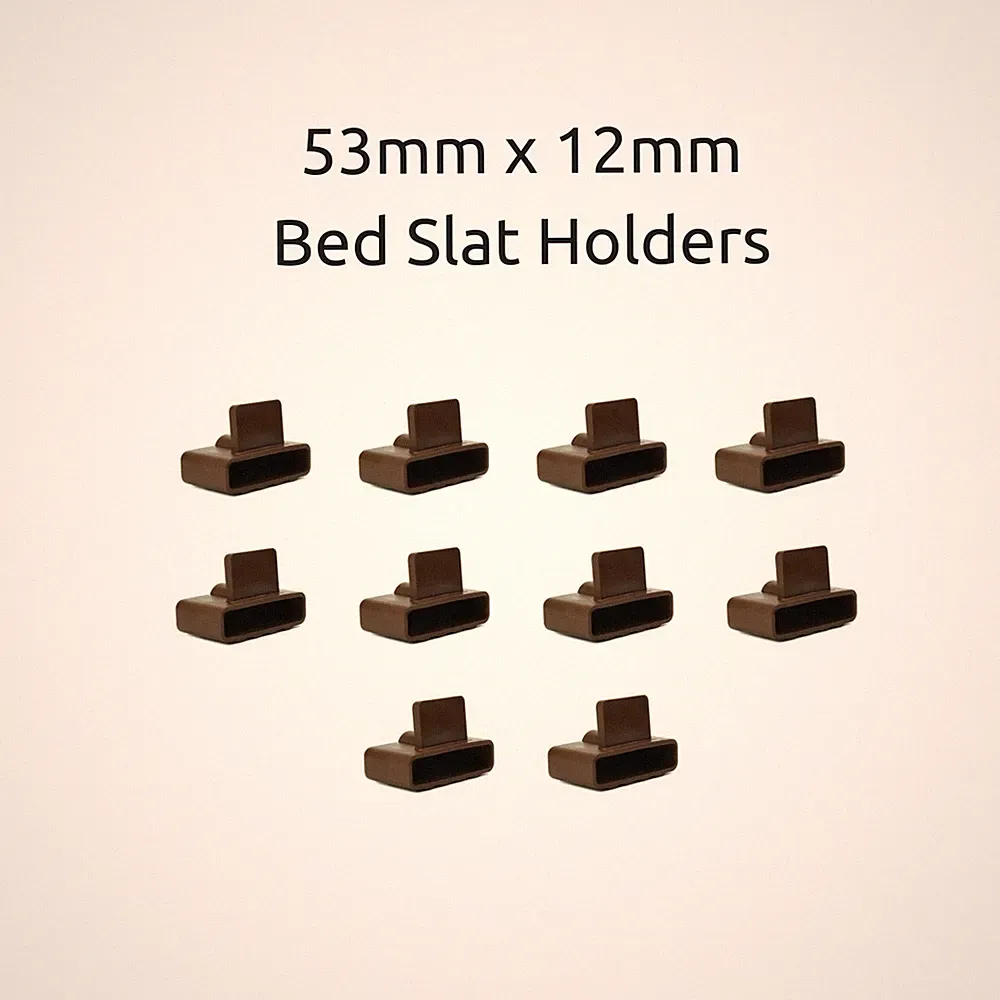 53 mm x 12 mm Tiefe Einzelbett Lattenrosthalter / Kappen für Holzbettrahmen - Braun