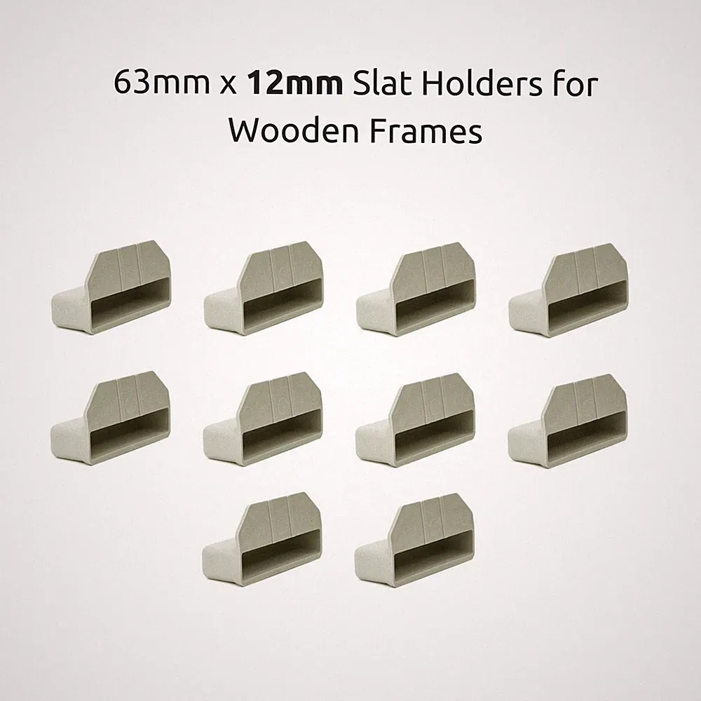 63 mm x 12 mm Tiefe Einzelbettlattenhalter / Kappen für Holzbettgestelle - Grau