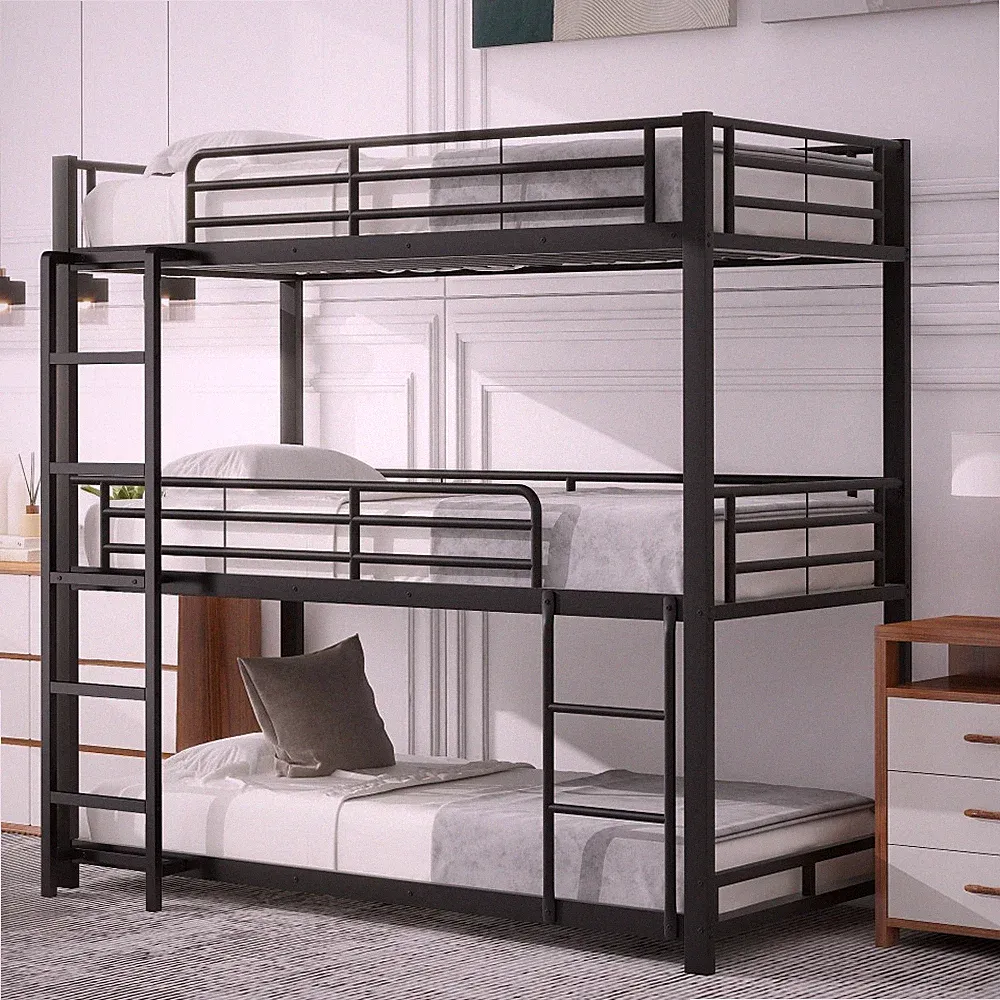 90x200cm Metall Etagenbett Dreifach Stockbett Kinderbett Mehrpersonen Hochbett