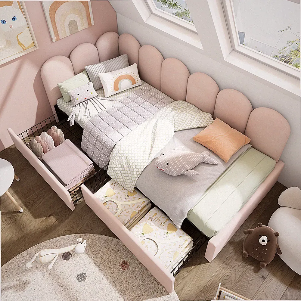 90x200cm Tagesbett Schlafsofa Kinderbett Jugendbett Polsterbett mit 2 Schubladen