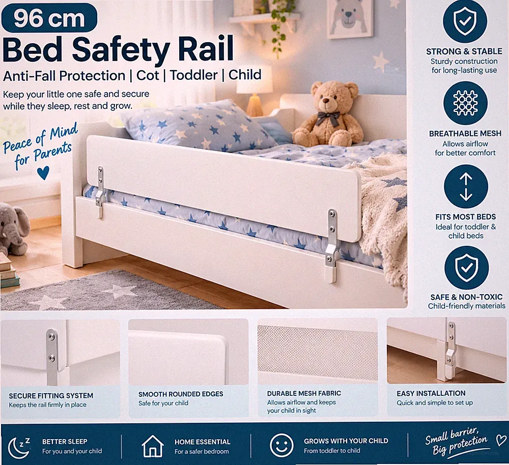 96cm Bettschutzgitter Schutzgitter Absturzschutz Kinderbett Kleinkind Kind Seitenschutz