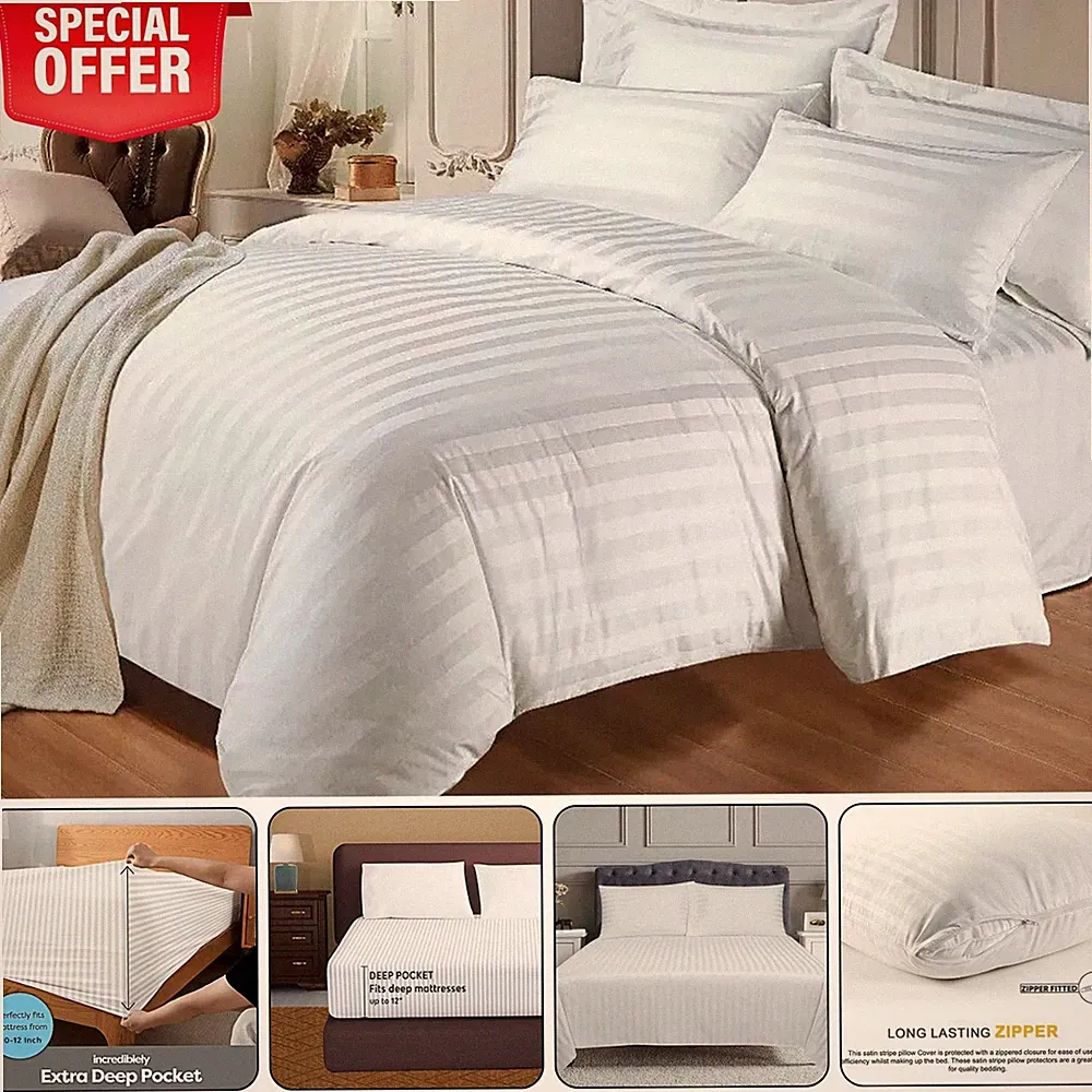 Ägyptische Streifen 100 % P Baumwolle Bettdecke Quilt Bezüge Luxus Bettwäsche Sets Weich Kuschelig