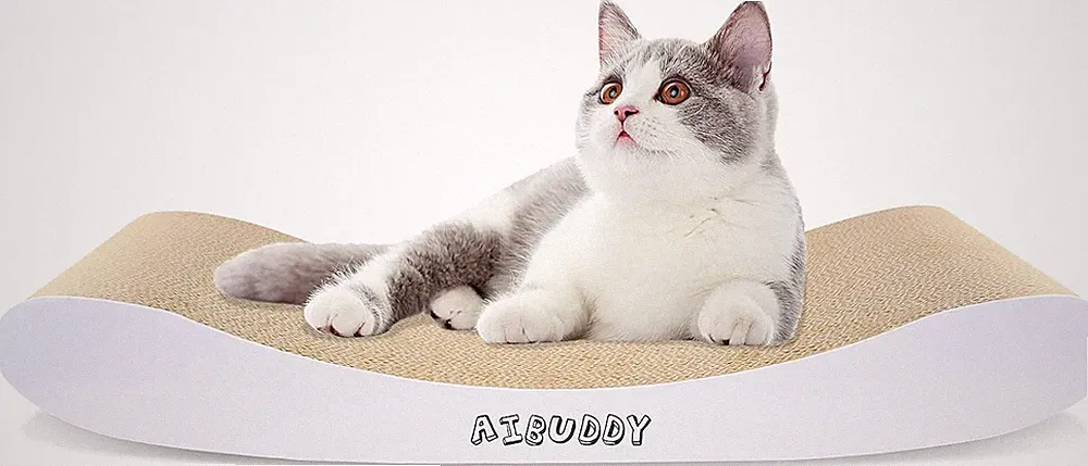 Aibuddy Katzenkratzer, Kurvenkratzmatte, wendbar, aus Karton, Lounge-Bett mit