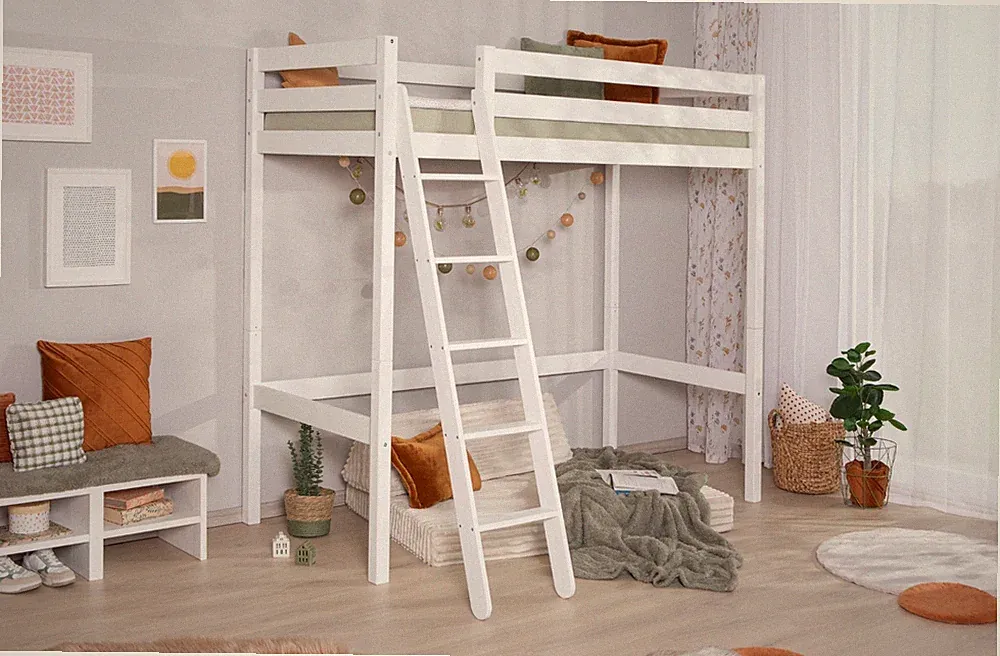 ANGEBOT Massivholz Hochschläfer "Matthias" B-WARE weiß lackiert Hochbett