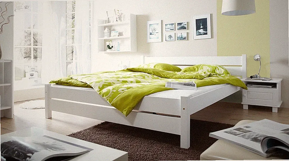 ANGEBOT TICAA Doppelbett "Bora" B-WARE Kiefer massiv weiß 140 x 200cm Bett
