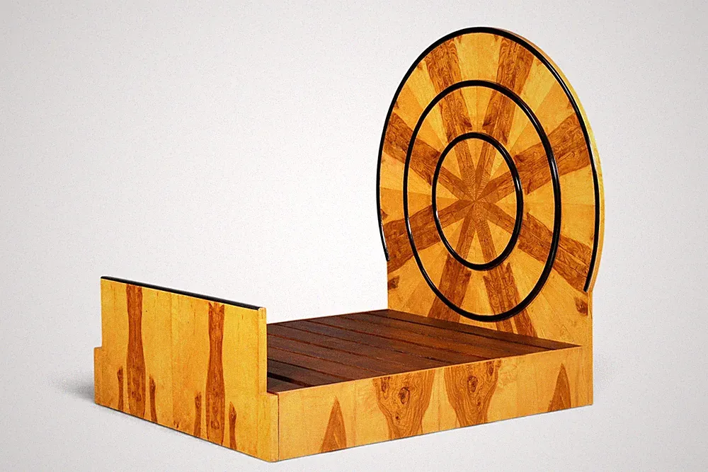 Art Deco Bettgestell Antik Schlafzimmer Doppelbett Massivholz Handgefertigt