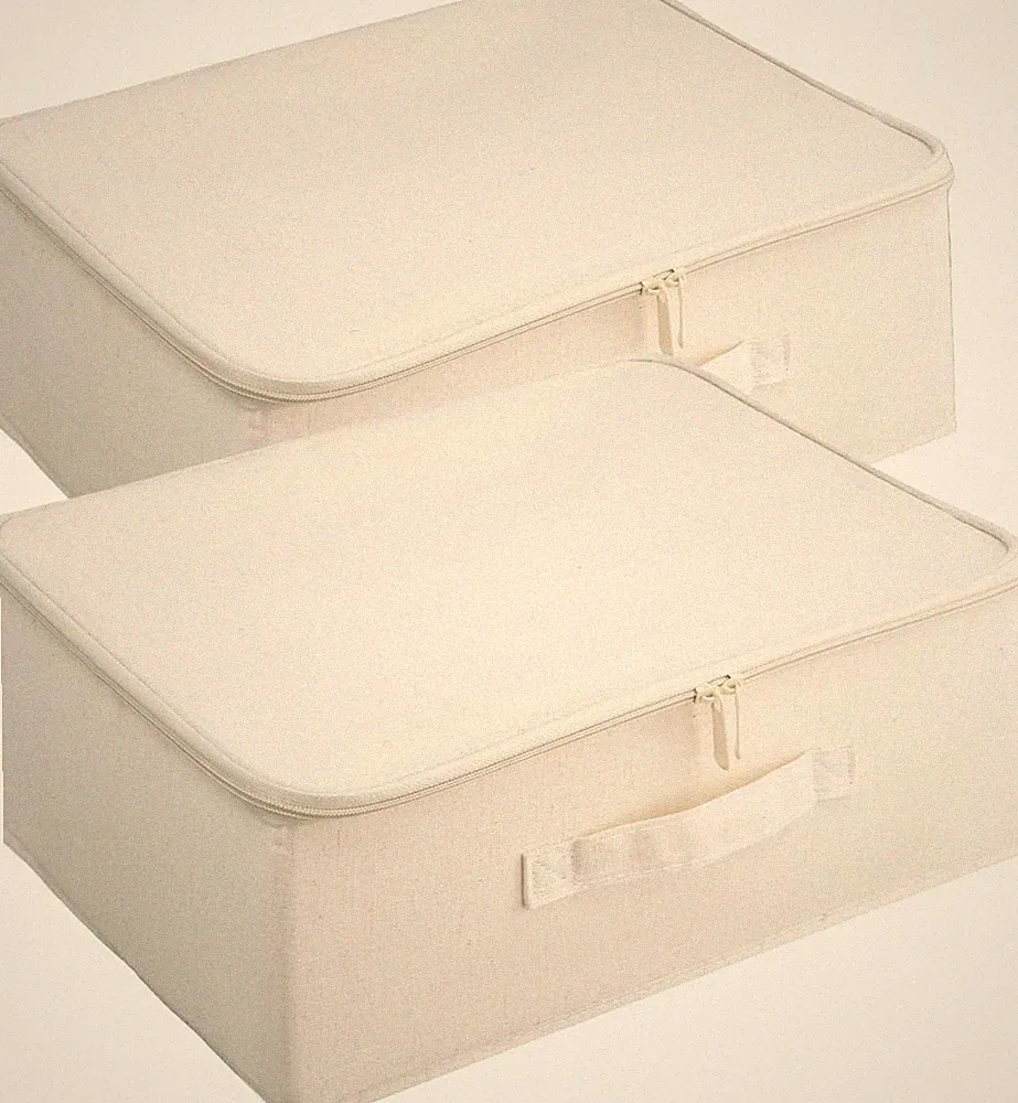 Aufbewahrungsbox Stoff 2er Pack faltbar langlebig mit Deckel und Griff