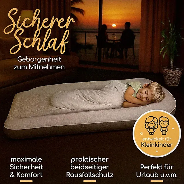 Aufblasbares Reisebett für Kinder mit Fallschutz Integrierte Fußpumpe