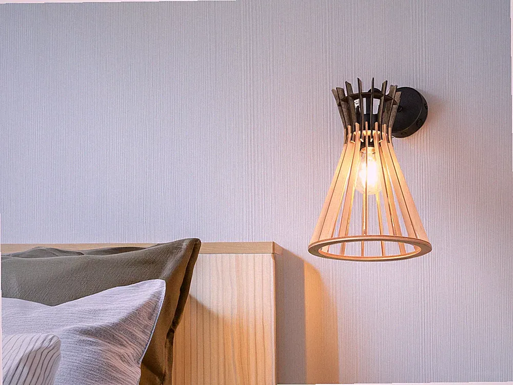 Ausgefallene gemütliche Skandi Wandleuchte innen mit Schalter Schlafzimmer Bett