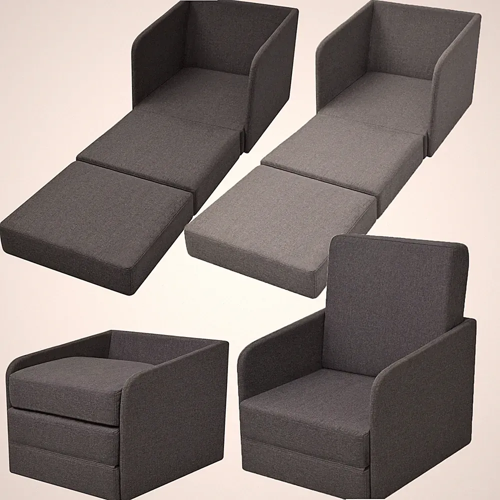 Ausziehbarer Schlafsessel Schlafsofa Gästebett Dunkelgrau Stoff Sofa Couch Bett