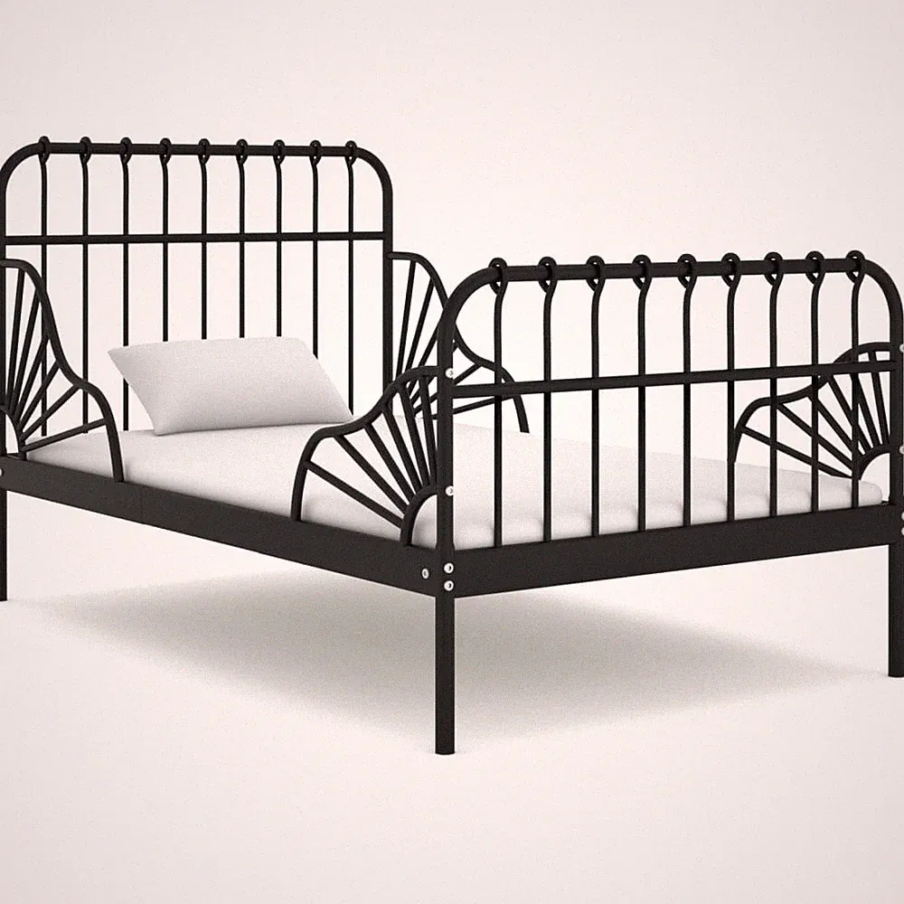 Ausziehbett Metall 80x130/200 cm Schwarz verstellbar Bettgestell Bettrahmen Bett